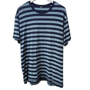 LULULEMON Mens T-shirt XL Blue Stripe Short Sleeve Workout Gym Tee